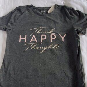 NWT Women's Fleurish t shirt "think happy thoughts" Size M